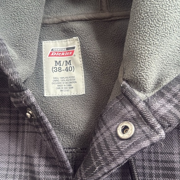 Dickies Gray And Black Plaid Hooded Men’s Jacket Size Medium 38-40 Snap Closure - Picture 3 of 10